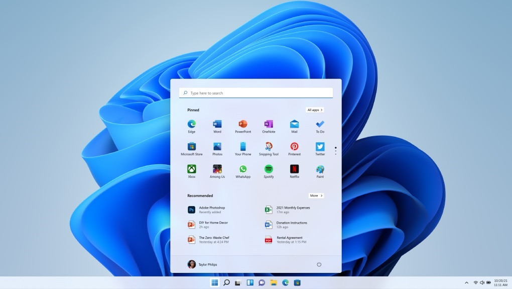 Menú d'inici i barra de tasques en Windows 11
