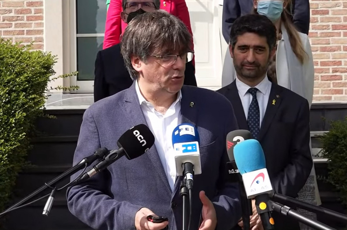 El líder de Junts, Carles Puigdemont, i el vicepresident de la Generalitat, Jordi Puigneró