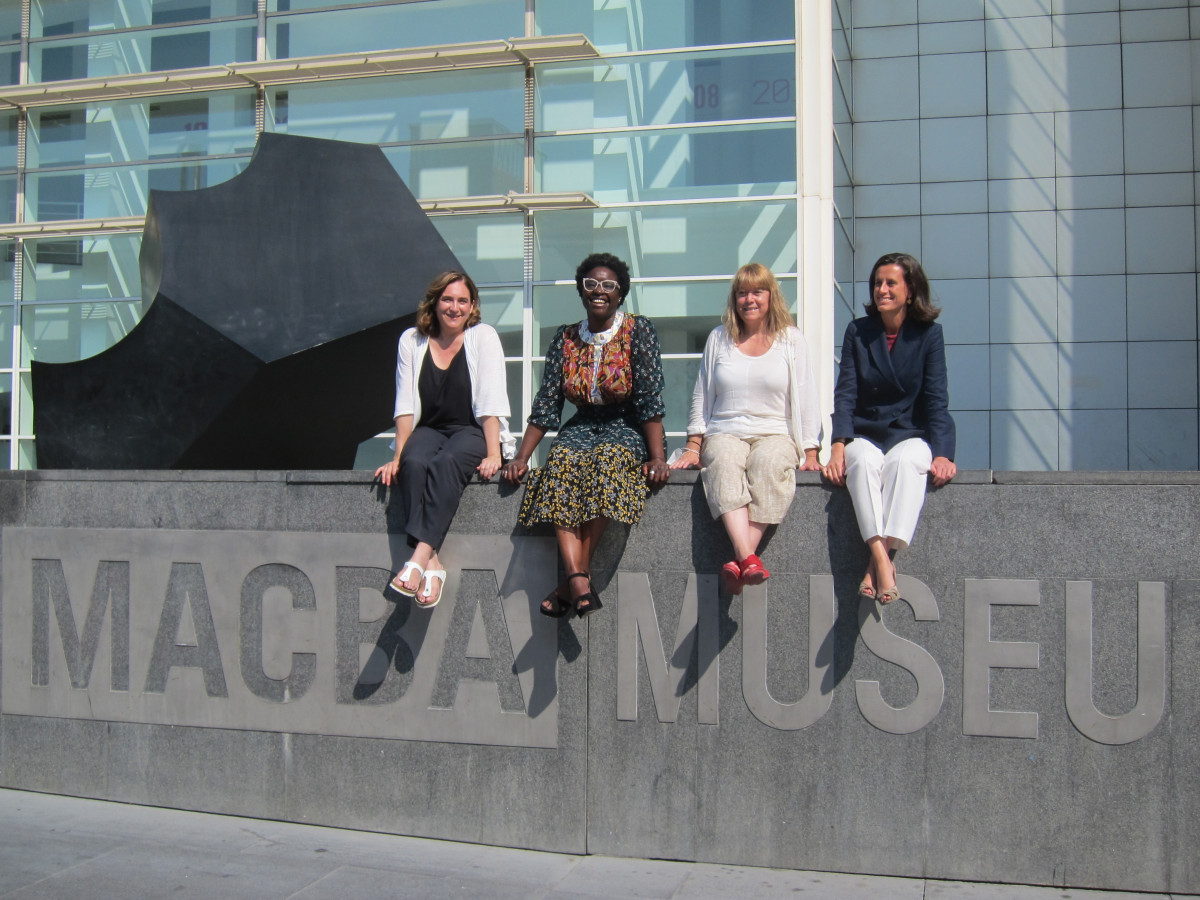 La alcaldesa Ada Colau, la nueva directora del Macba Elvira Dyangani Ose, la consellera Natàlia Garriga y la presidenta de la Fundación Macba Ainhoa Grandes