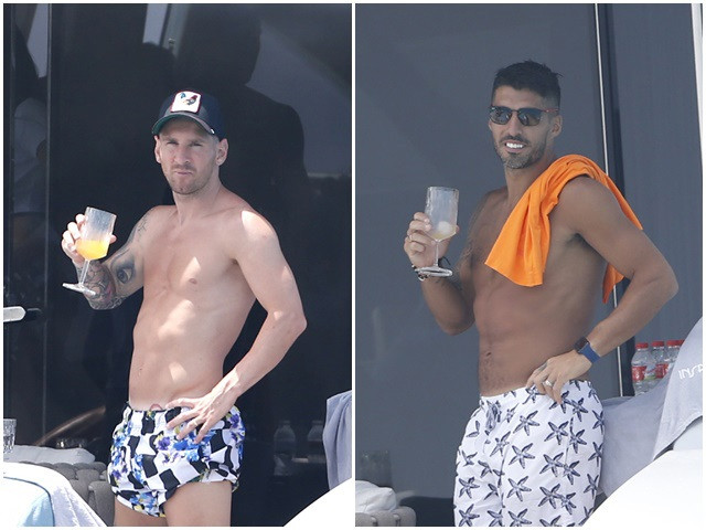 Leo Messi i Luis Suárez a bord d'un Iot a alta mar.