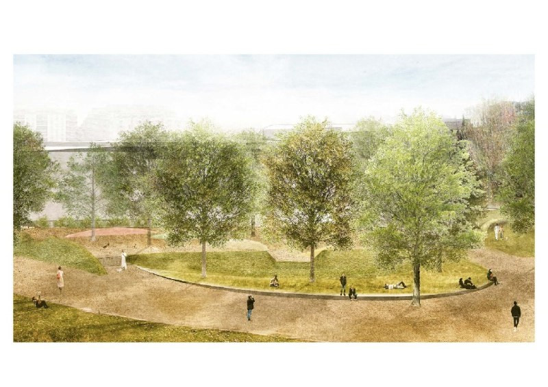 Futura área de recreo para perros del parque de la Estación del Norte de Barcelona
