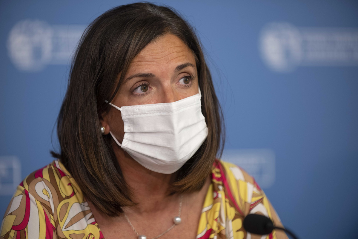 La consellera d'Igualtat, Justícia i Polítiques Socials, Beatriz Artolazabal, en una roda de premsa a Vitòria