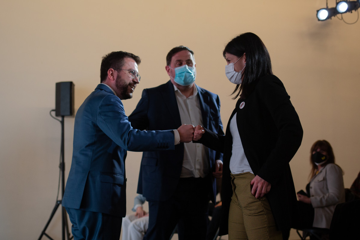 Archivo - Pere Aragonès, Oriol Junqueras y Marta Vilalta.