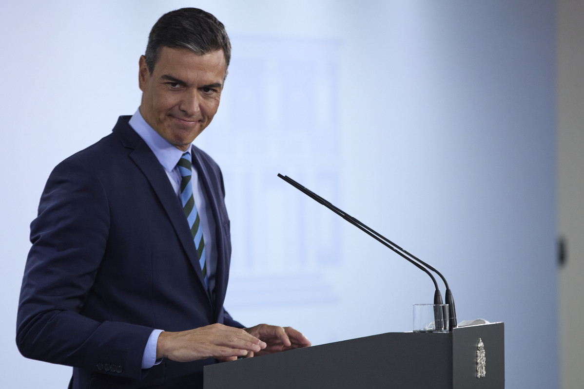 El president de Govern, Pedro Sánchez, compareix en roda de premsa a La Moncloa