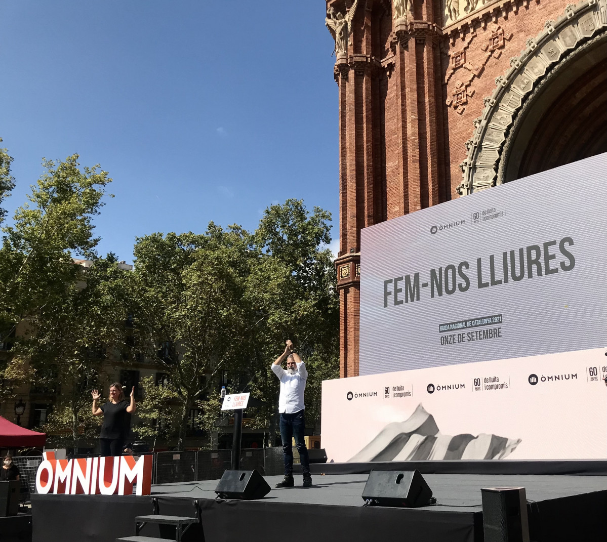 El presidente de Òmnium, Jordi Cuixart, en el acto de la entidad con motivo de la Diadad de Catalunya