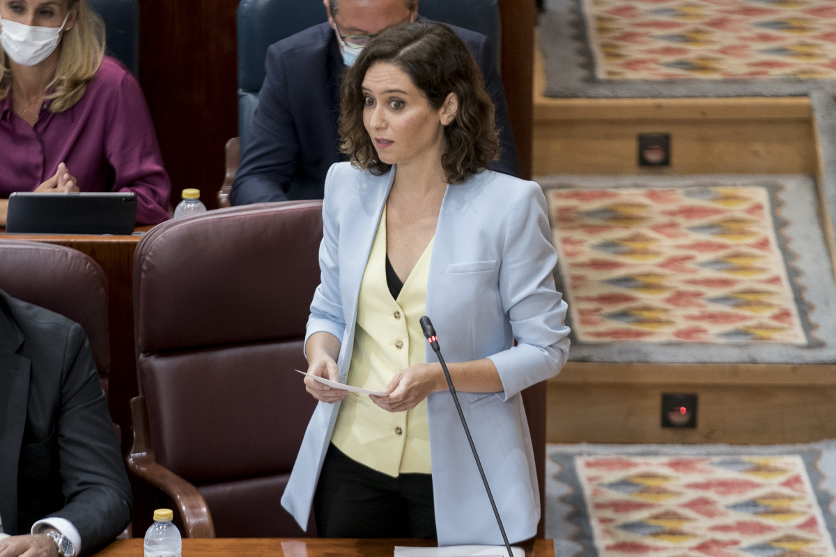 La presidenta de la Comunitat de Madrid, Isabel Díaz Ayuso, intervé en una sessió de control a el Govern de la Comunitat de Madrid a l'Assemblea de Madrid, 16 de setembre de 2021