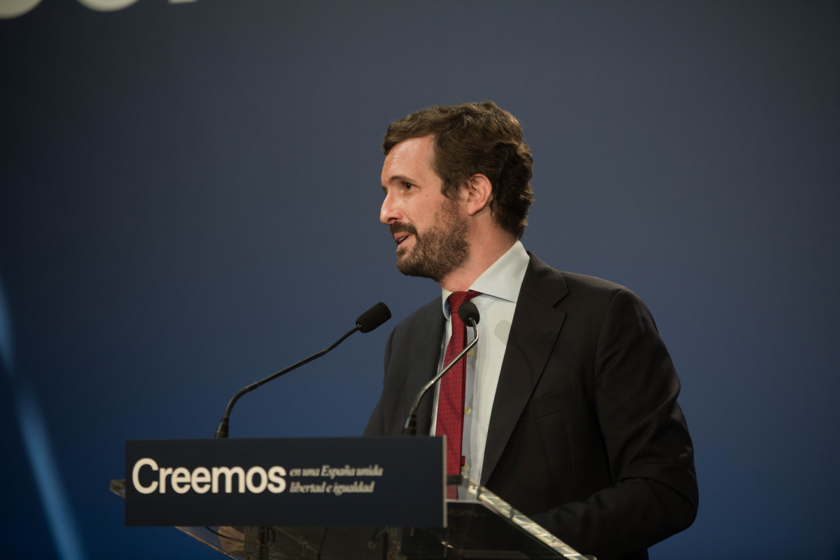 El president de PP, Pablo Casado, intervé en el debat 'Unitat nacional i Estat autonòmic davant el nacionalisme', al Recinte Sant Pau de Barcelona, a 31 d'agost de 2021, a Barcelona, Catalunya (Espanya).