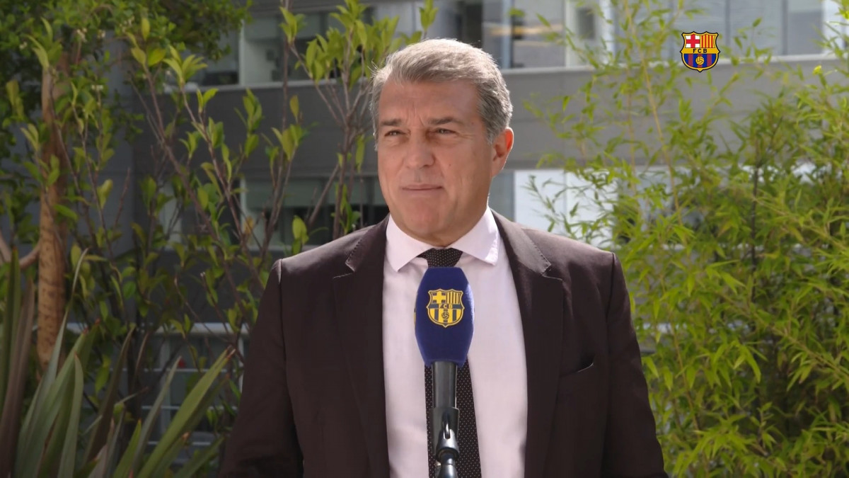 El president de l'FC Barcelona, Joan Laporta, en declaracions a Barça TV