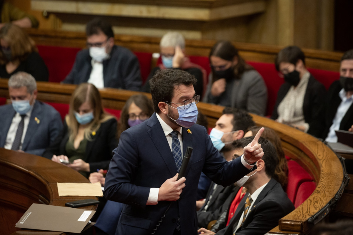 Arxiu - El president de la Generalitat, Pere Aragonès, al Parlament de Catalunya