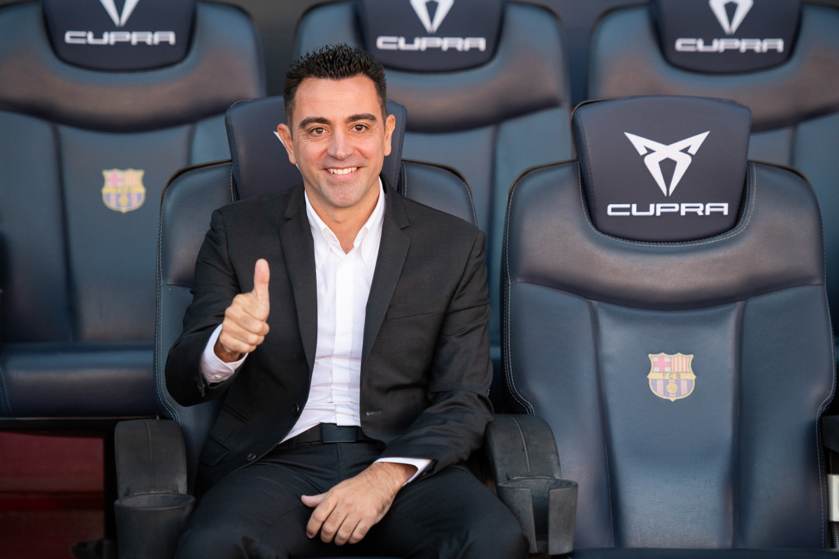 L'entrenador del FC Barcelona, Xavi Hernández, a la presentació com a tècnic blaugrana.