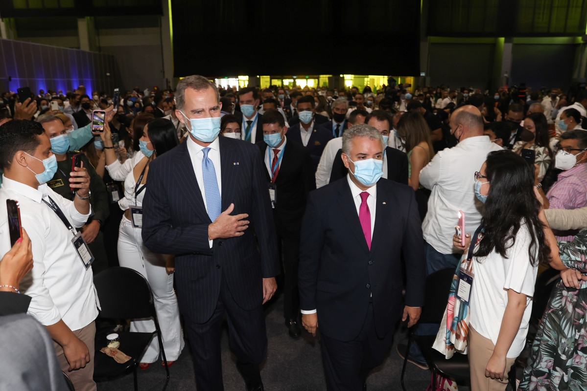 El Rei Felip VI i el president de Colòmbia, Iván Duque, al World Law Congress