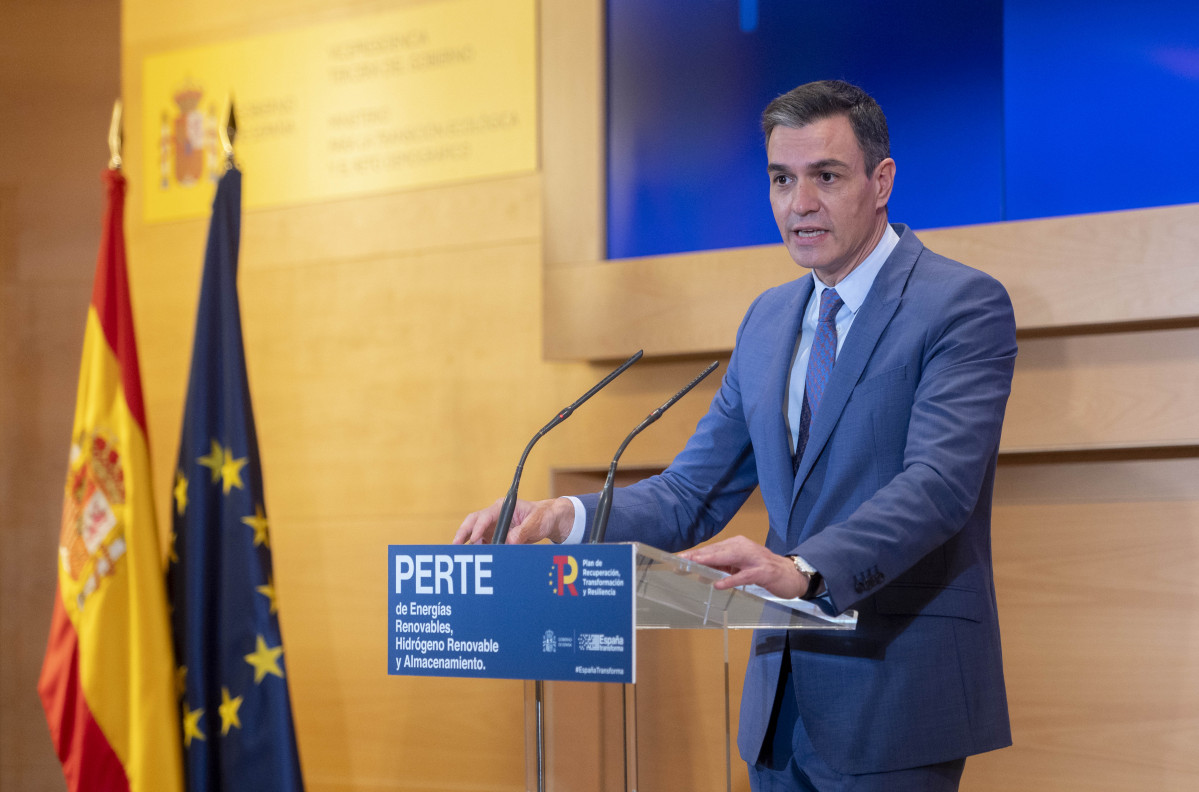 El president del Govern, Pedro Sánchez, intervé a l'acte de presentació del Projecte Estratègic per a la Recuperació i Transformació Econòmica (PERTE) d'Energies Renovables.