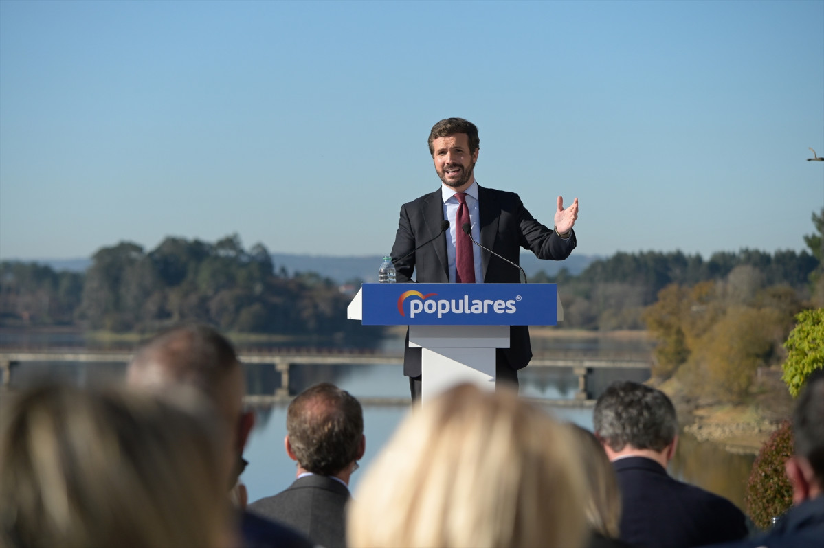 El president del PP, Pablo Casado, intervé en l'última Junta Directiva Provincial del PP de la Corunya de 2021, a 17 de desembre de 2021, a la Corunya, Galícia, (Espanya).