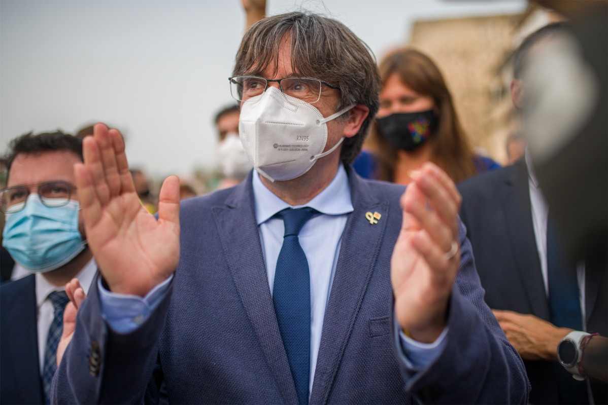 Arxiu - L'expresident de la Generalitat Carles Puigdemont, durant una roda de premsa Sardenya (Itàlia).