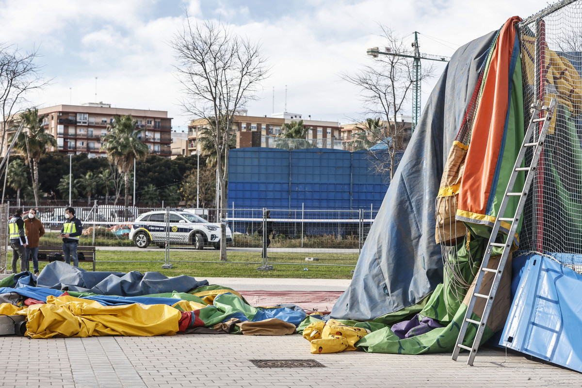 Atracció inflable en què ha mort una nena, a la fira de Mislata, a 5 de gener de 2022, a Mislata, València (Espanya).