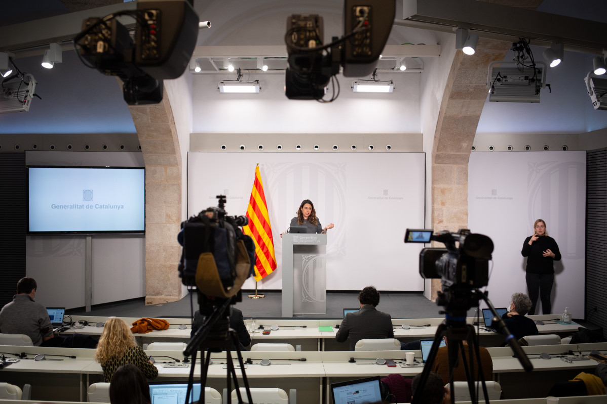La portaveu del Govern, Patrícia Plaja, compareix després del Consell Executiu, a 11 de gener del 2022, a Barcelona, Catalunya, (Espanya). Durant la roda de premsa, Patricia Plaja, ha informat que Catalunya està detectant indicis de millora en l'evolució
