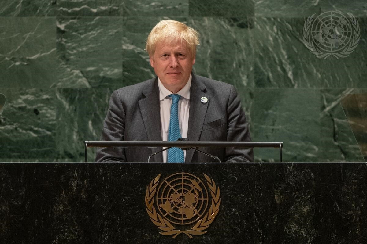 El primer ministre britànic, Boris Johnson, durant la seva intervenció a l'Assemblea General de les Nacions Unides