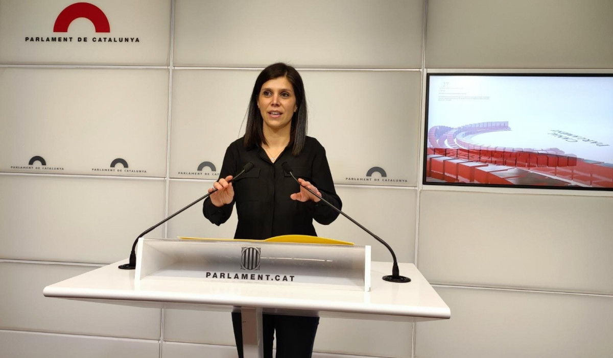 La secretaria general adjunta y portavoz de ERC, Marta Vilalta, en rueda de prensa