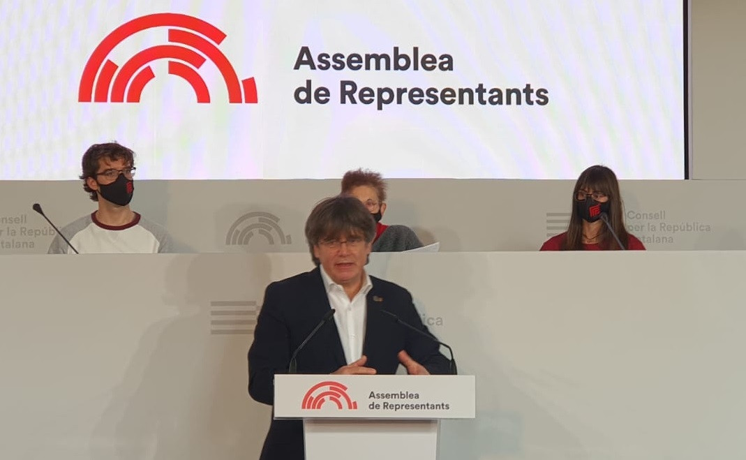 Archivo - El expresidente de la Generalitat y miembro electo de la Asamblea de Representantes del Consell per la República (CxRep), Carles Puigdemont, en su intervención durante la sesión constituyente de la Asamblea de Representantes.