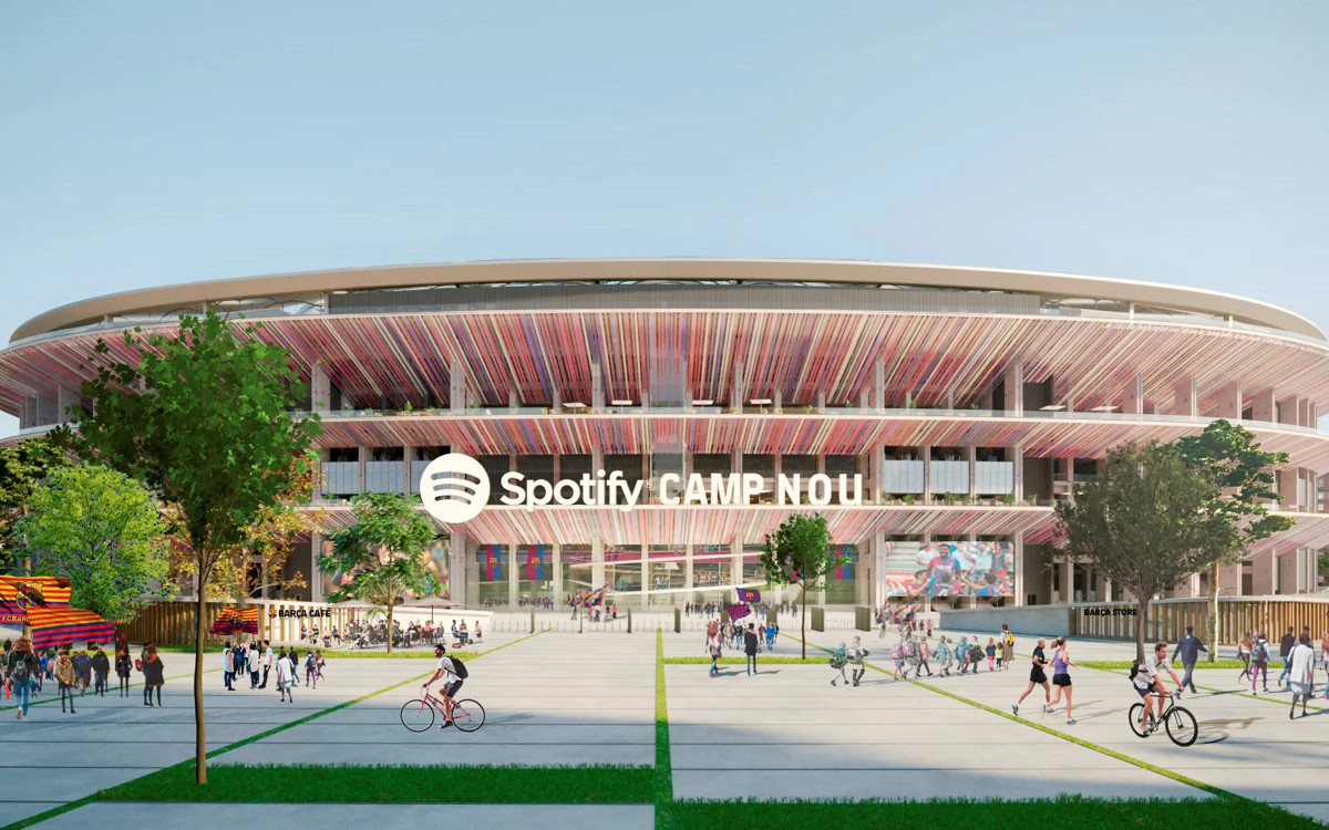 Recreació de l'Spotify Camp Nou, denominació de l'estadi a partir del proper mes de juliol