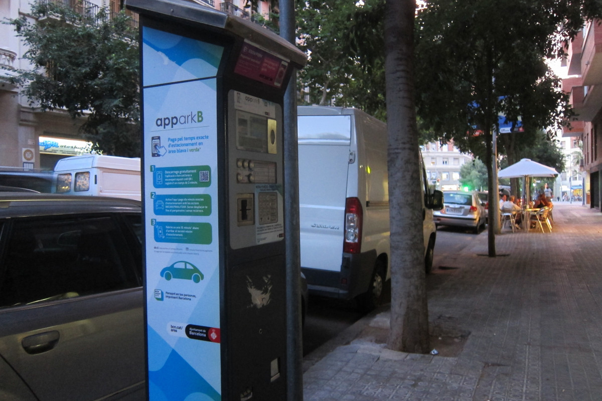 Parquímetre de Barcelona, zona blava, àrea verda