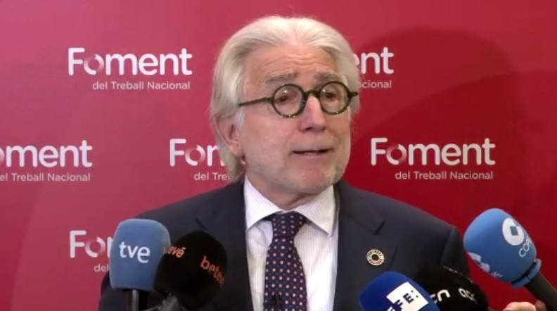 El president de Foment del Treball, Josep Sánchez Llibre, aquest dijous a la seu de Foment de Treball