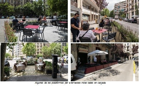 Exemples d'algunes plataformes per a terrasses instal·lades a la calçada