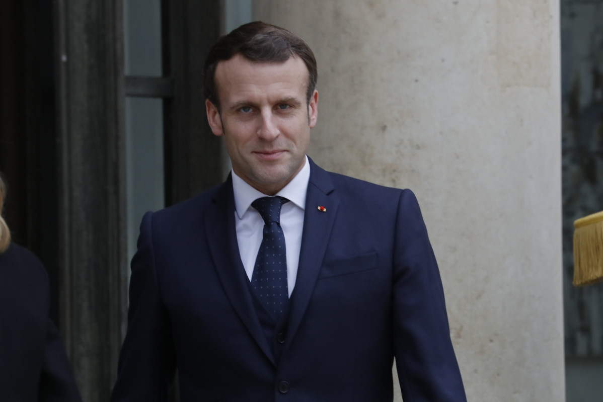 March 11 2020 - Paris, France : France's President Emmanuel Macron i la seva wife Brigitte Macron reben la visita de Felip VI, King de Spain i la seva wife Queen Letizia at el Elysee Palace. (Henri Szwarc/Contacte)