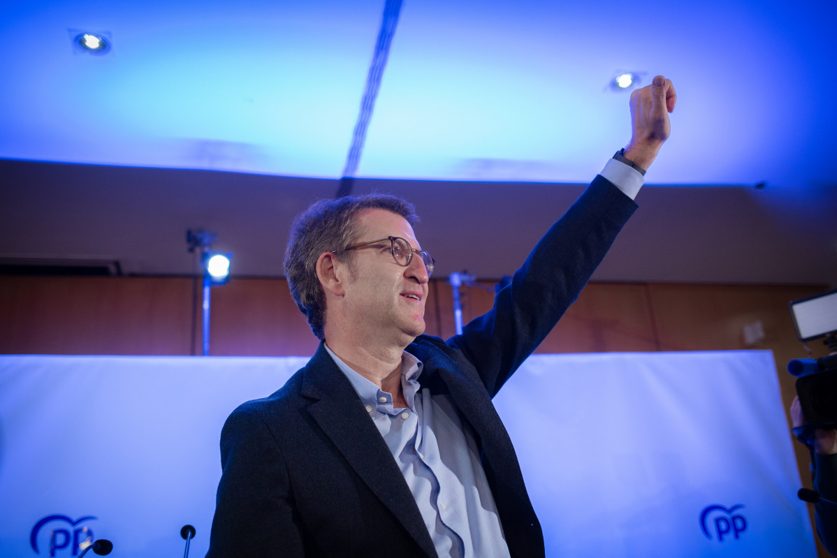 El president de la Xunta de Galícia i candidat únic a la presidència del Partit Popular (PP), Alberto Núñez Feijóo, en un acte a Barcelona