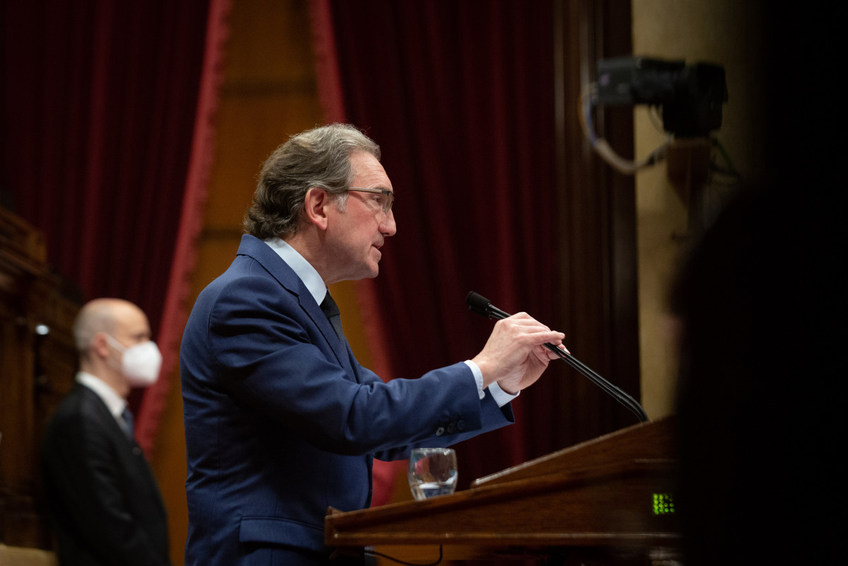 El conseller d'Economia i Hisenda de la Generalitat, Jaume Giró, al ple del Parlament