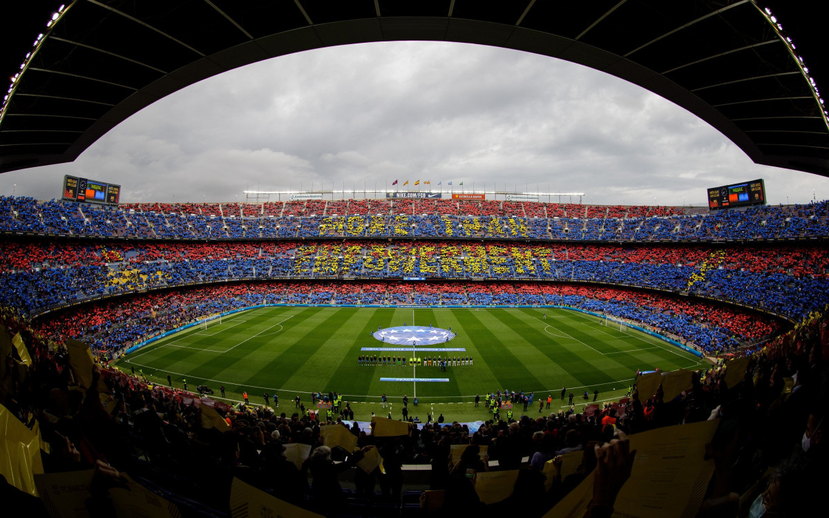 Imatge del Camp Nou durant el partit de quarts de Champions femenina entre Barcelona i Reial Madrid