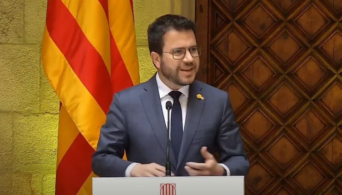 El president de la Generalitat, Pere Aragonès, a l'acte sobre esport català
