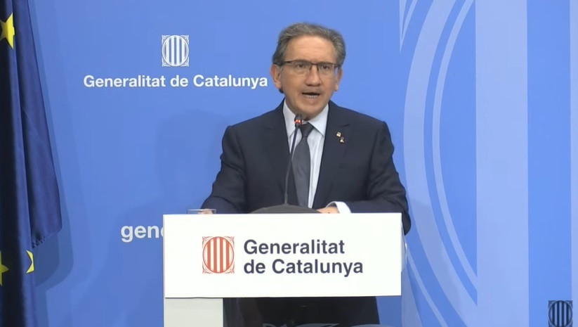 El conseller d'Economia i Hisenda de la Generalitat, Jaume Giró, aquest dilluns en roda de premsa