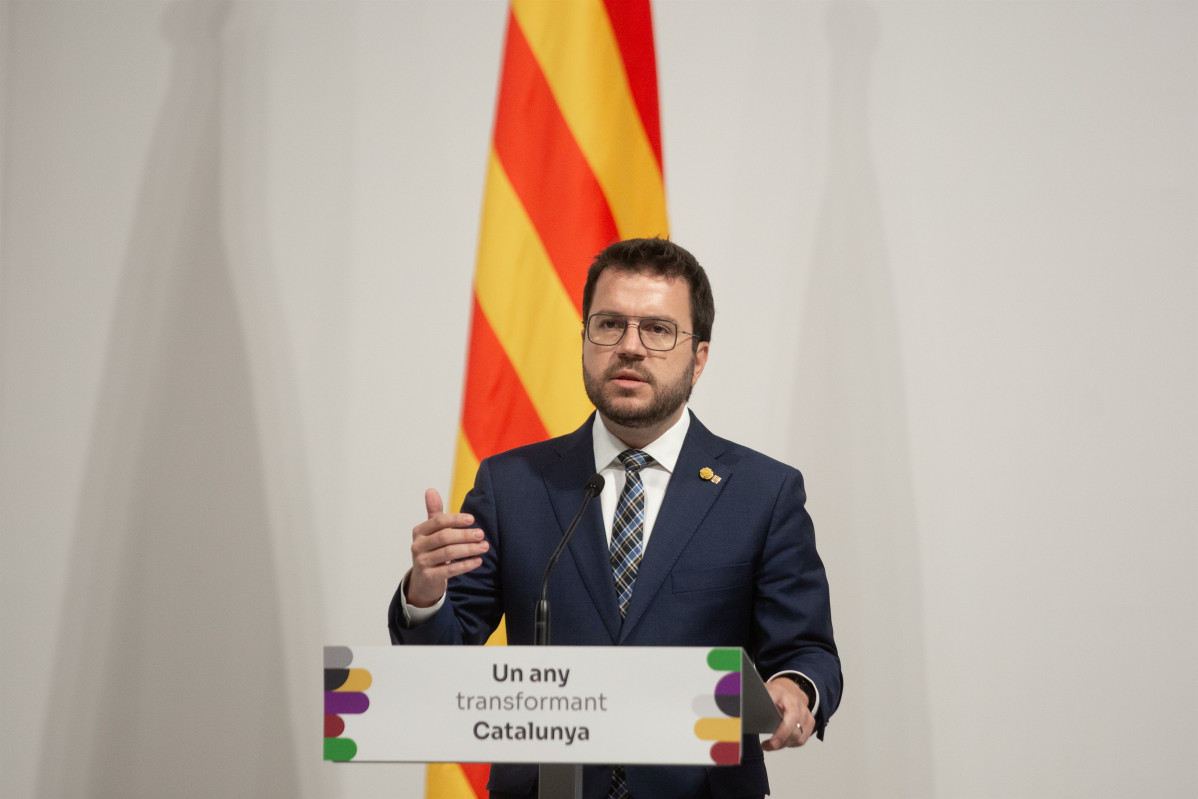 El president de la Generalitat, Pere Aragonès, presenta el balanç del primer any del Govern.