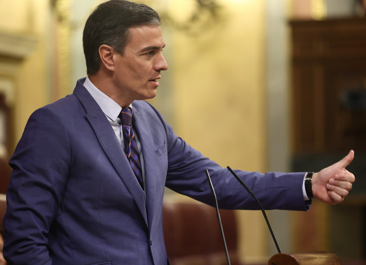 El president del Govern i secretari general del PSOE, Pedro Sánchez, intervé en una sessió plenària, al Congrés dels Diputats, el 26 de maig del 2022, a Madrid (Espanya).