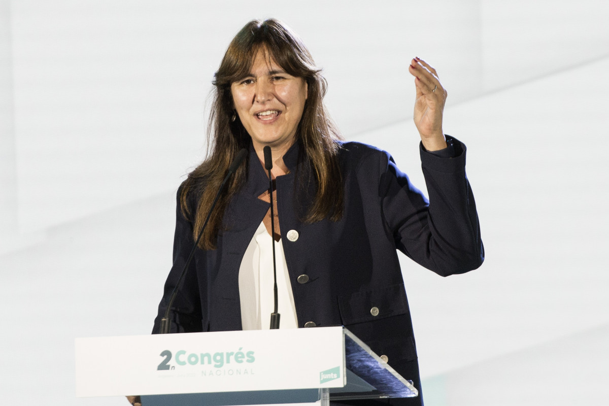 La nova presidenta de Junts, Laura Borràs, al congrés que el partit celebra a Argelès-sur-Mer (França)