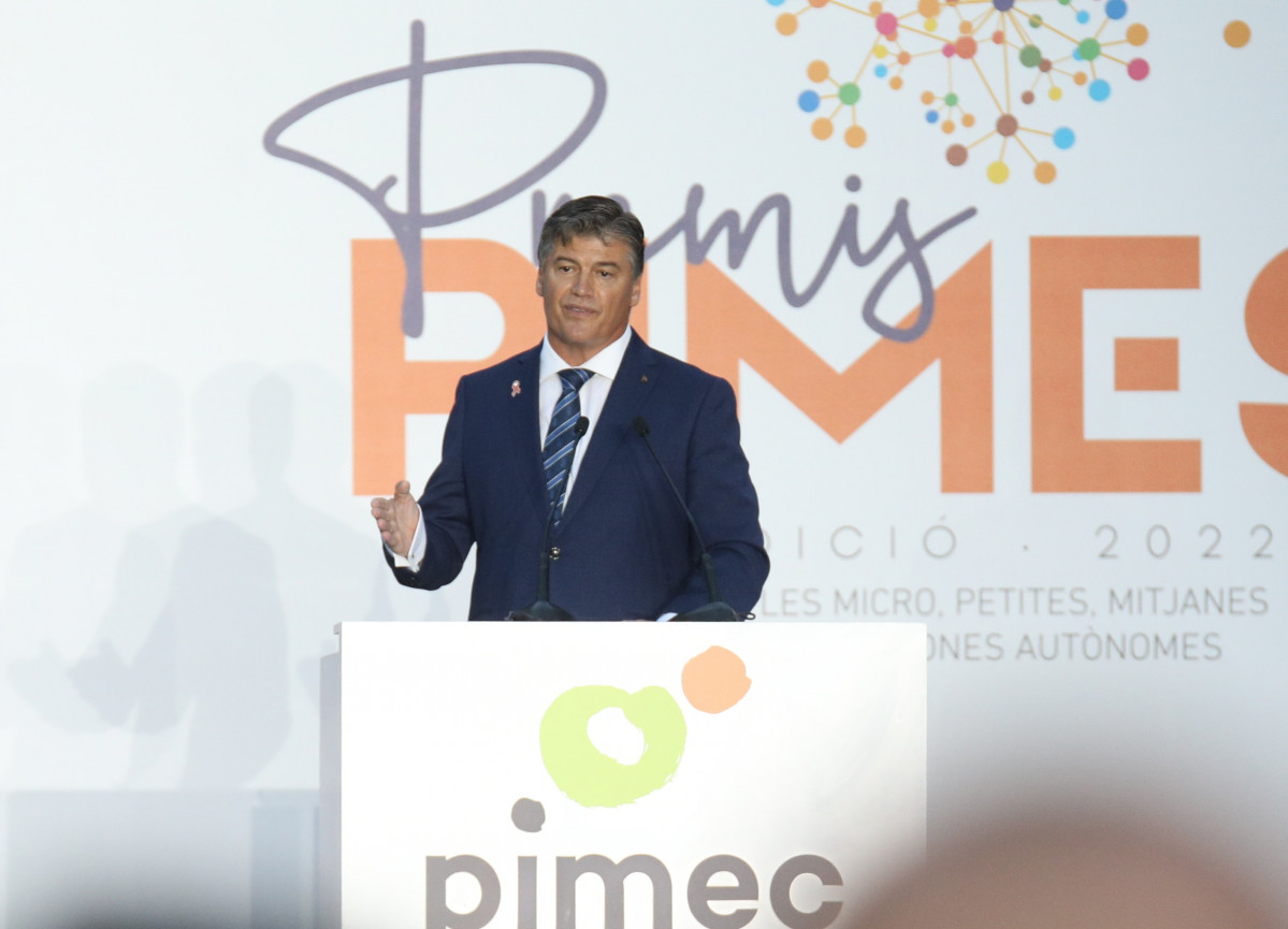 El president de Pimec, Antoni Cañete, aquest dilluns als 35 Premis Pimes de Pimec al Camp Nou