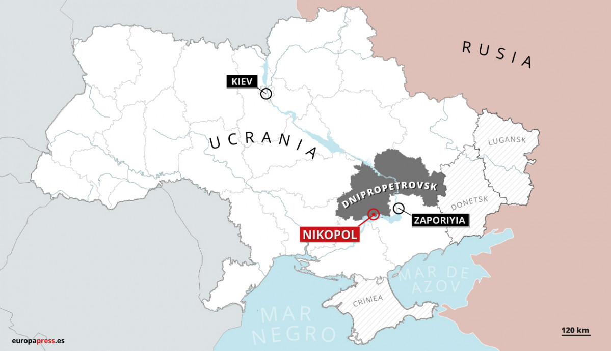 EuropaPress 4621895 mapa localitzacio dnipropetrovsk juntament ciutats nikopol zaporiyia menys