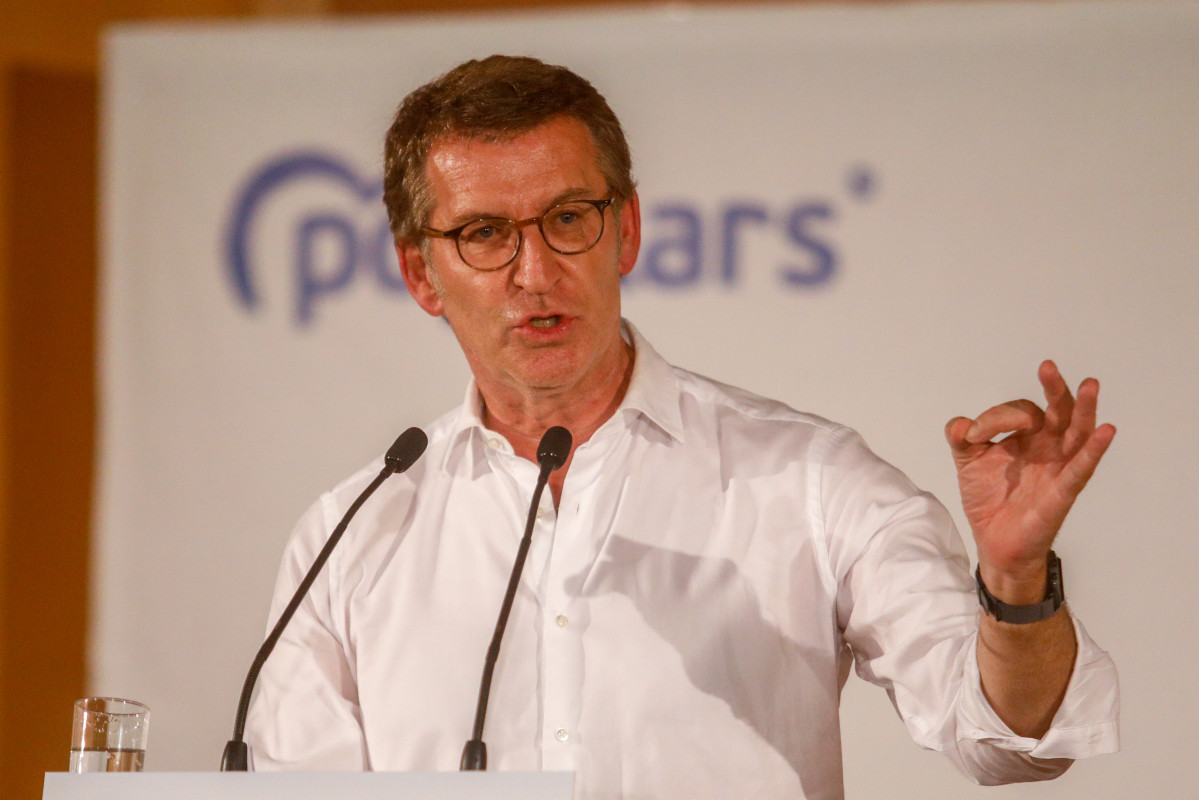 El president del Partit Popular (PP), Alberto Núñez Feijóo, intervé durant el XIV congrés del Partit Popular català