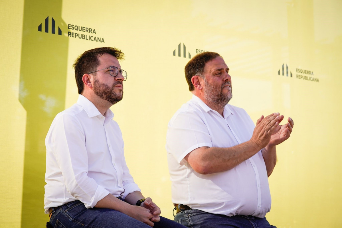 Arxiu - El president de la Generalitat i coordinador nacional d'ERC, Pere Aragonès, i el líder de la formació, Oriol Junqueras