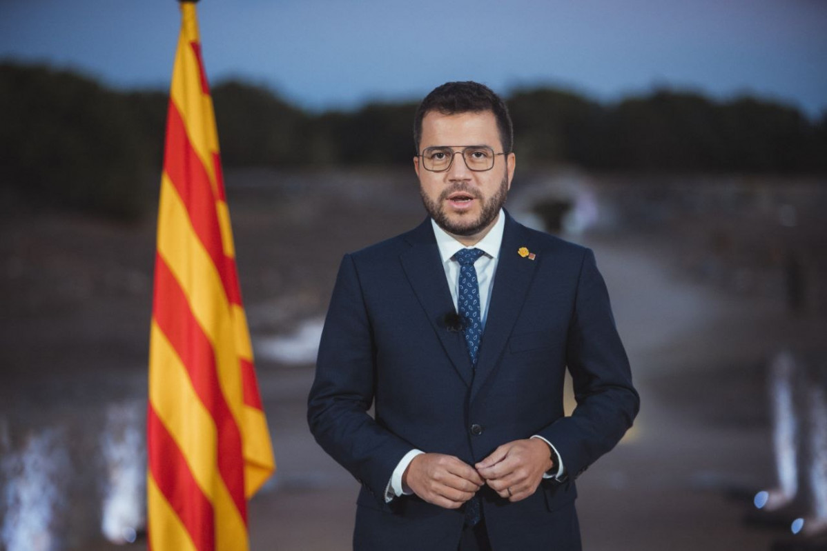 El president de la Generalitat, Pere Aragonès, en el missatge institucional per la Diada de Catalunya