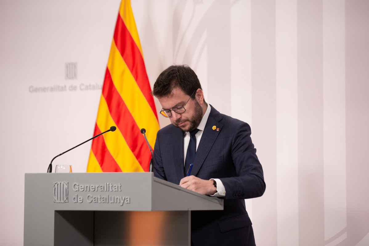 Arxiu - El president de la Generalitat, Pere Aragonès, compareix després de la celebració del Consell Executiu al Palau de la Generalitat, el 2 d'agost del 2022, a Barcelona, Catalunya (Espanya).