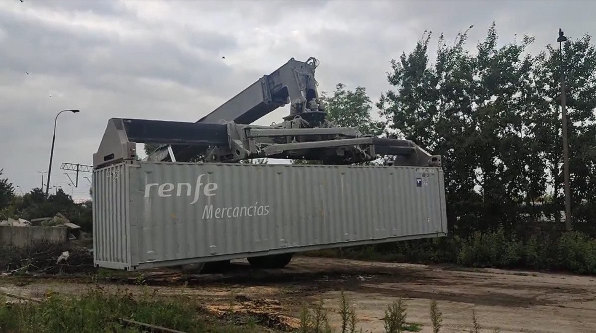 Un contenidor de Renfe a la frontera d'Ucraïna