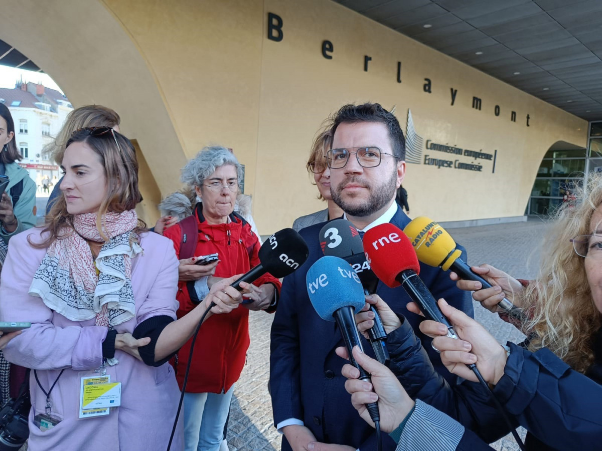 El president de la Generalitat, Pere Aragonès, a Brussel·les després de reunir-se amb el comissari europeu de Justícia, Didier Reynders.