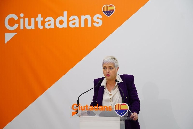 La portaveu de Cs, Anna Grau, en roda de premsa a la seu del partit.