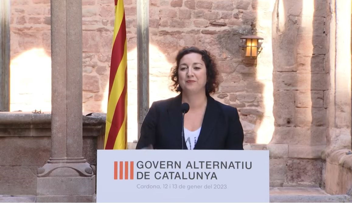 La portaveu del PSC al Parlament, Alícia Romero, en roda de premsa des de Cardona (Barcelona).