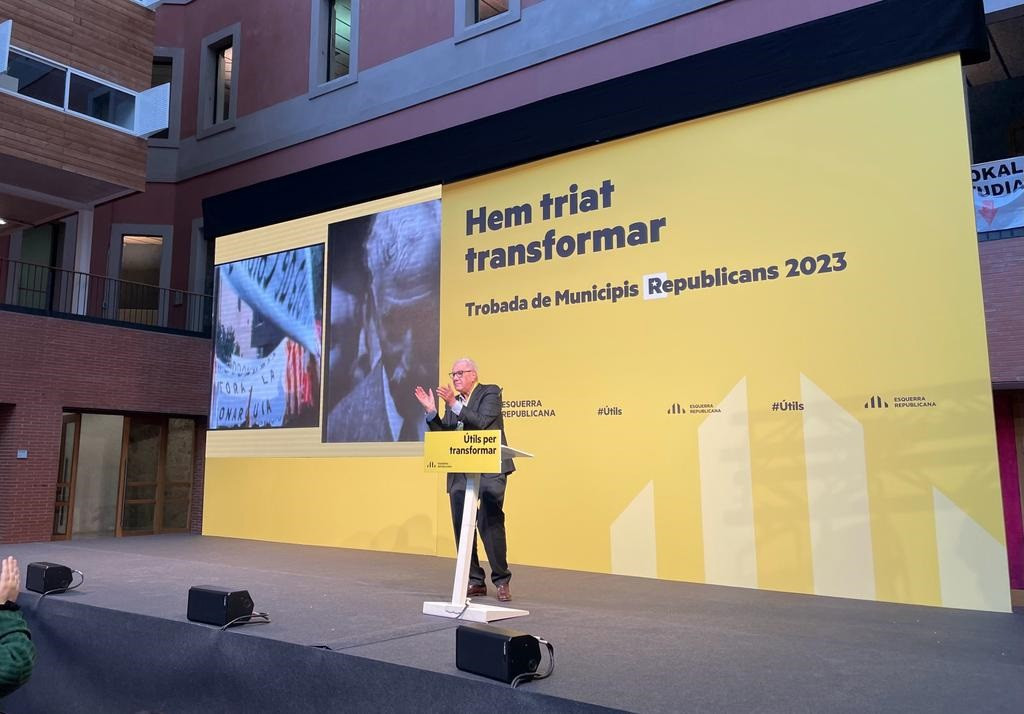 El candidat d'ERC a l'alcaldia de Barcelona, Ernest Maragall, a la Trobada de Municipis Republicans 2023 celebrada per ERC aquest dissabte al Campus de Ciutadella de la Universitat Pompeu Fabra (UPF) de Barcelona.
