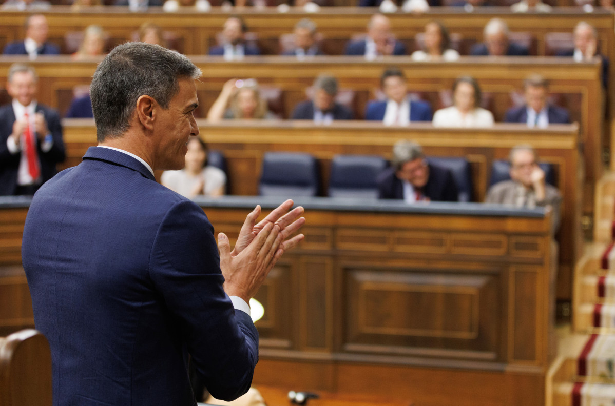 El president del Govern en funcions, Pedro Sánchez durant la segona votació de la investidura del líder del Partit Popular, al Congrés dels Diputats, a 29 de setembre de 2023, a M