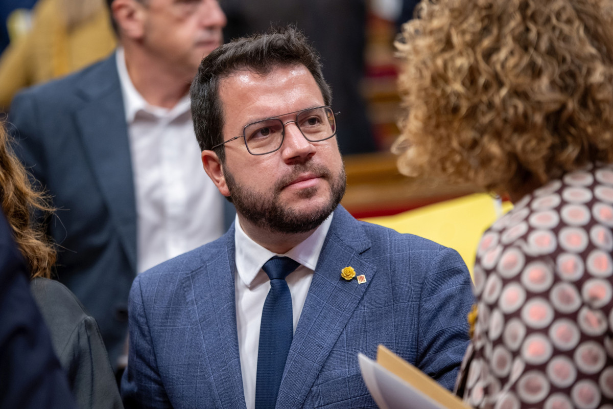 El president de la Generalitat de Catalunya, Pere Aragonès, durant el tercer Debat de Política General de la legislatura, al Parlament de Catalunya, el 29 de setembre de 2023, a Barcelona, Catalunya (Espanya)
