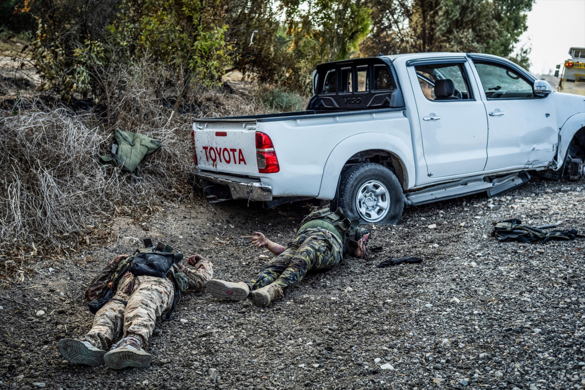 EuropaPress 5492909 08 november 2023 israel sderot the bodies of palestins fighters are seen